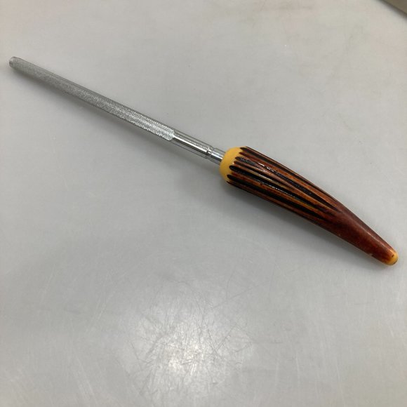 Crown Crest Sheffield 3 Pc Carving Set Stainless Steel Blades Horn Handles Vint - Picture 6 of 6